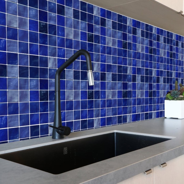 20 stk 3D mosaikfliser fastgjort med selvklæbende boligdekoration - Perfet 9# Dark Blue 15x15cm
