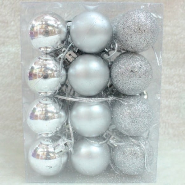 24 kpl joulukuusipallon ripustuskoristeita Kodin juhlasisustus Silver 24pcs