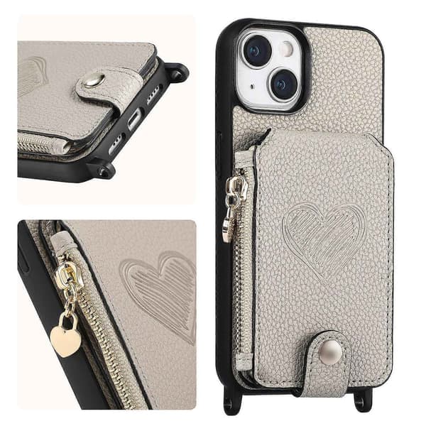 Kompatibel med iPhone 15 Plus Mobiltelefon Covers - PU Læder Cover - Perfekt Grey