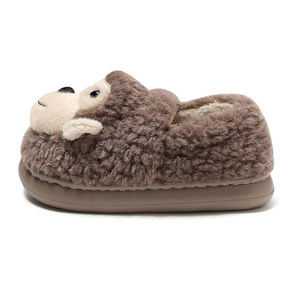 Dame Herre Sko Pige Pels Anti Slip Varme Hjemmesko Moderigtig Dejlig Abe Matchende Bomuld Hjemmesko Efterår Vinter Plys Hjemmesko - Perfet Beige 36-37