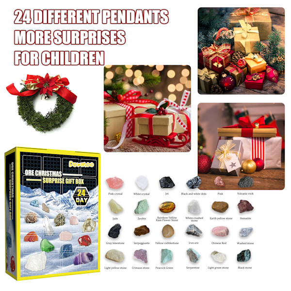 National Geographic Gemsten Adventkalender - 2024 Adventkalender för Barn, Öppna 24 Gemstenar Varje Dag, Kalender med Mini Gemgrävare - Perfekt