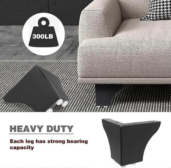 4 st Metallmöbelben, 10 cm höga soffben, moderna triangulära möbelfötter DIY-ersättning - Perfekt