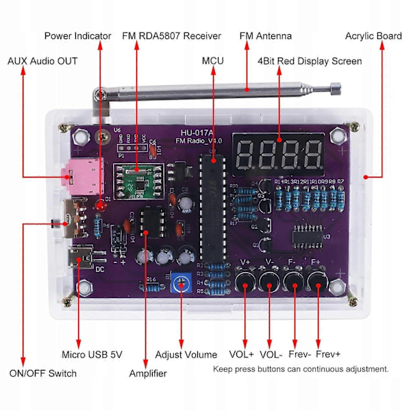 FM Radio Digitalt Display med Kabinett DIY Kit-Perfekt