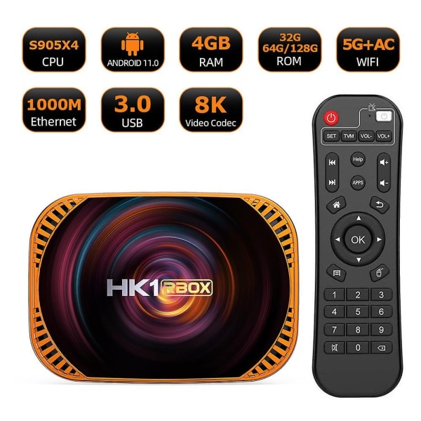 Smart Android 11 Tv Box Hk1 Rbox X4 4g 128g Tvbox 8k S905x4 Quad Core Video Codec 5g Dual Wifi 1000m Lan Set Top Box - Perfet US Plug 4GB 128GB