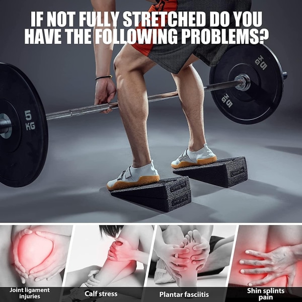 Squat Wedge Block Justerbar Non-slip Squat Ramp Dødløft Wedge Calf Stretcher Slant Board Styrke til Squat og Dødløft - Perfet