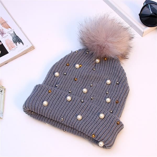 Damehatt Perlestrikket hatt NAVY - Perfet