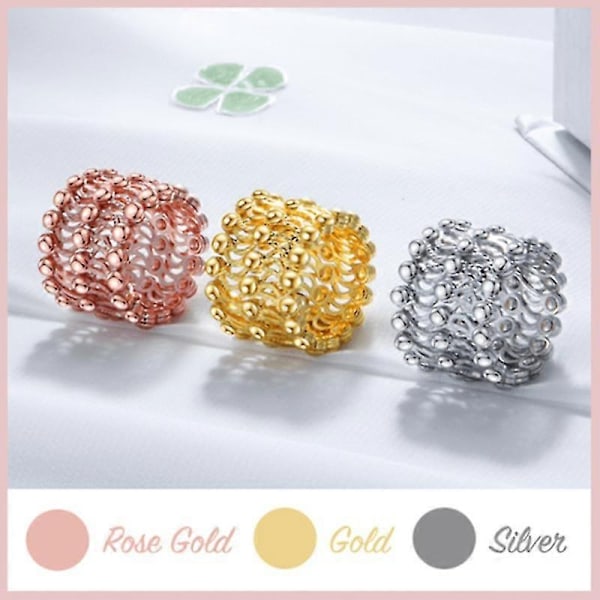 S925 silverringarmband två i ett deformerbart ringarmband teleskopring damer perfekt Rose Gold No Diamond