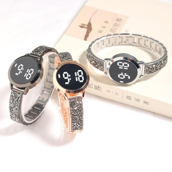 Fiauli Digital Klocka Livsvattenbeständig Digital Display Kvinnor Casual Rund LED Digital Klocka-Perfekt Rose Gold