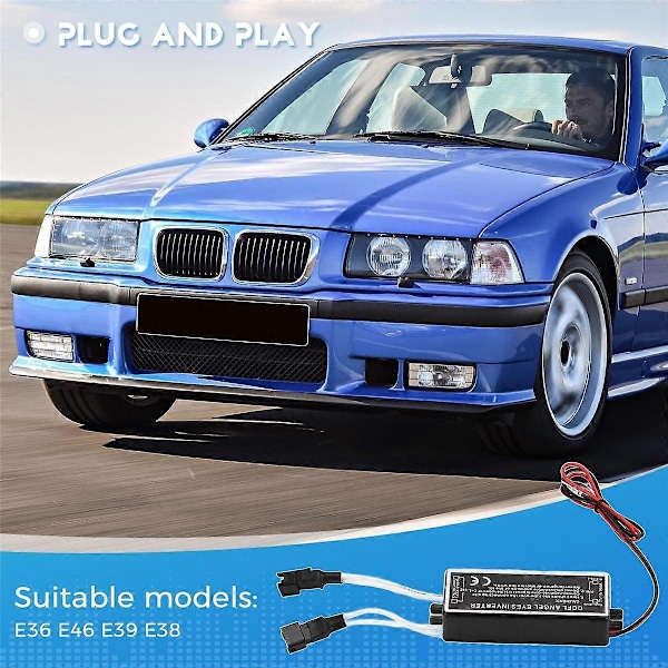 4 st Vita Strålkastare CCFL LED Angel Eyes Kit Halo Ring DRL Blinkers Ljus CCFL Strålkastarlampa Kompatibel med E36 E46 E39 E38-Perfet