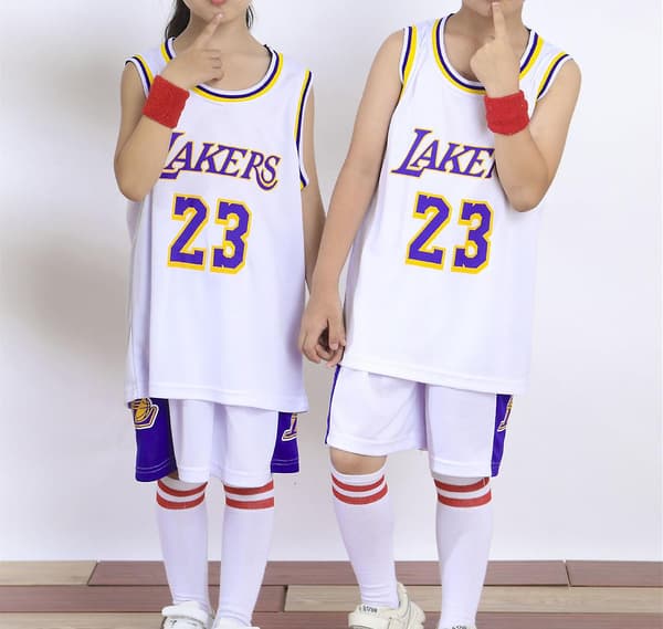Lakers #23 Lebron James Tröja Nr 23 Basketuniform Set Barn / White M (130-140cm)