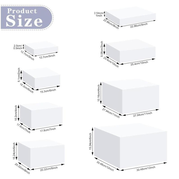 8x Akryl Cube Display Box Riser Nesting Riser Stands til Mad Kage Dessert Hvid-xindaren color:White
