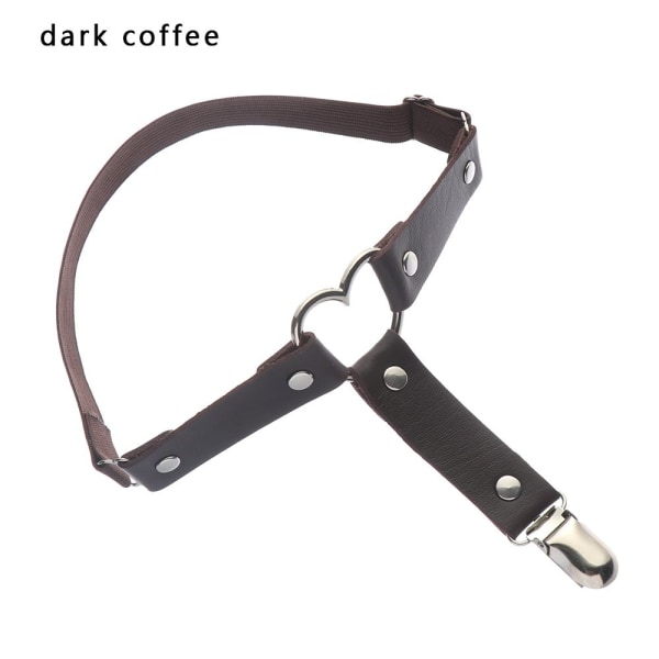 Heart Bone Garter Belte Pu Leather MØRK KAFFE - Perfet