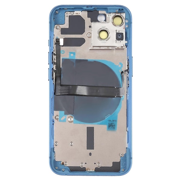 Kompatibel med iPhone 13 Batterilucka med Sidoknappar & SIM-kortshållare & Ström + Volym Flexkabel & Trådlös Laddningsmodul-Perfekt Blue