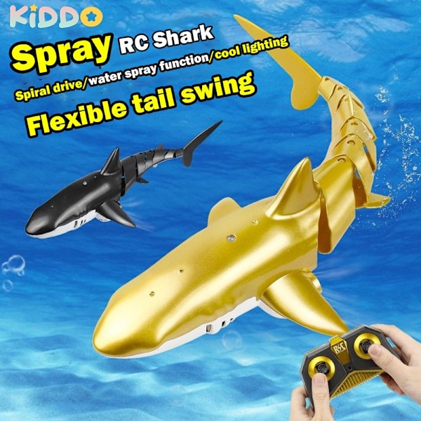 Smart Rc Shark Whale Spray Vatten Rolig leksak Fjärrkontroll Båtfartyg Ubåtsrobotar Fisk Elektriska leksaker för pojkar Barn- Perfet blue whale