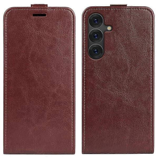 Kompatibel med R64 Tekstur Vertikal Flip Lær Telefonveske-Perfet Brown