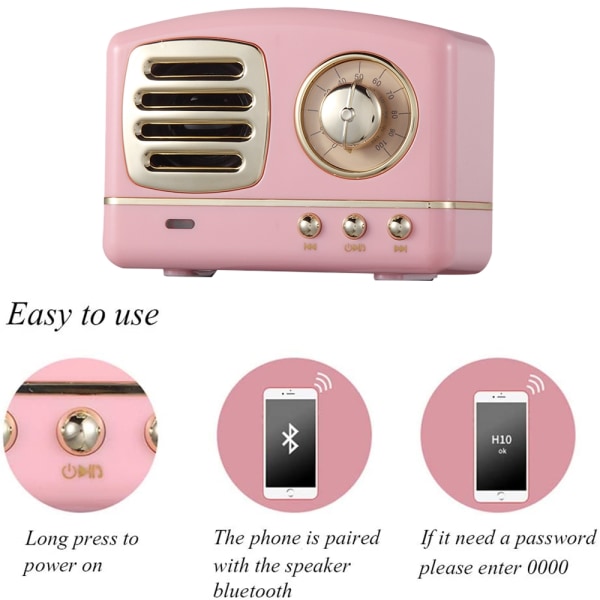 Perfekt bärbar Bluetooth Retro-högtalare - Perfet Pink