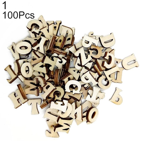 100 stk Blandede Tre Alfabet Tall Knapper DIY Håndverk Søm Scrapbook-Perfet Number