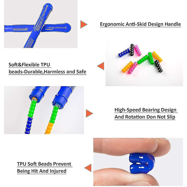 Dobbelt Dutch Hoppetov 16 fod 2-pak lang hoppetov børn voksen hoppetov bløde perler multi-person hoppetov - Perfekt