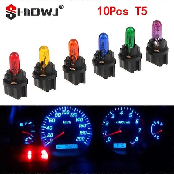 10 stk. T5 SMD LED Bil Lys Automobiler Lysdiode Instrument Måler Dashboard Lyspærer Auto Interiør Indikator Lampe-Perfet Blue