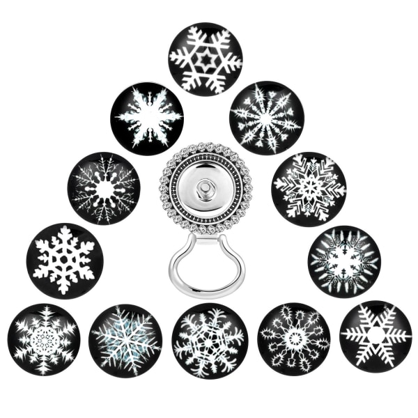 Motebrosjesett blandet med Nusa-stilknapper noosa - Perfet 12 snowflake buttons Diamond brooch