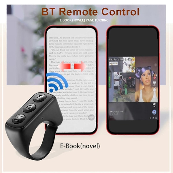 til Scrolling Ring Foto Klikker Fjernbetjening Kamera Kontrol Pause Like Skærmlås Trending Tiktok Vare Kompatibel med IPhone IPad IOS android-Perfet