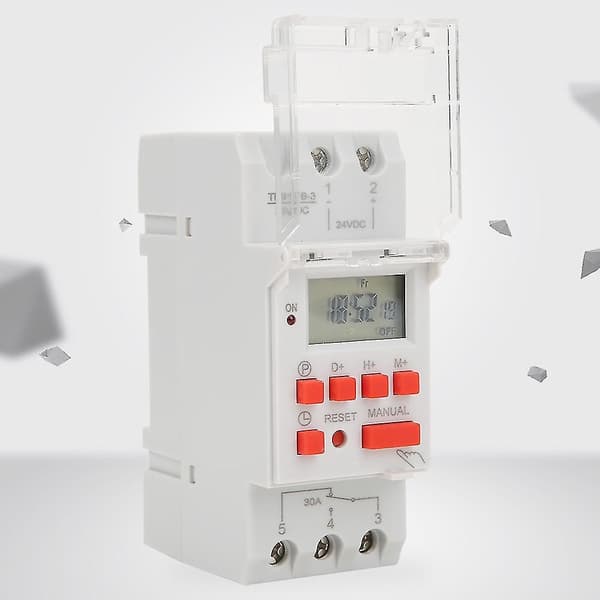 Tidsbryter, DC 24V 30A Ukentlig 12/24 timer Tidsbryter LCD På Av Kontroll Programmerbart Tidsrelé-Perfet