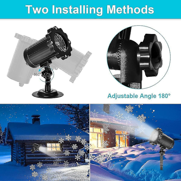 LED-projektor Julelys Snøfall Lys med Fjernkontroll IP65 Vanntett Utendørs og Innendørs Juledekorasjon Snøfnugg LED Jule-Perfekt