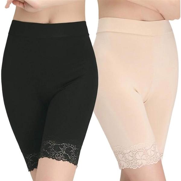2 par Basic långa shorts för kvinnor med långa anti-bomullshorts - Perfet
