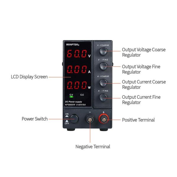 Nps605w​​0-60v 0-5a Switching DC Power Supply 3-siffrig display LED High Precision Justerbar Mini Power Supply AC 115v/230v 50/60hz Spänning och ström