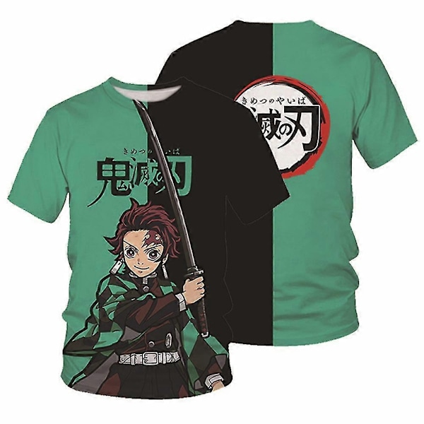 Demon Slayer Anime Manga Unisex T-shirt med korte ærmer - Rund hals, 3D-trykt T-shirt til fans - Perfekt Kamado Tanjiro M