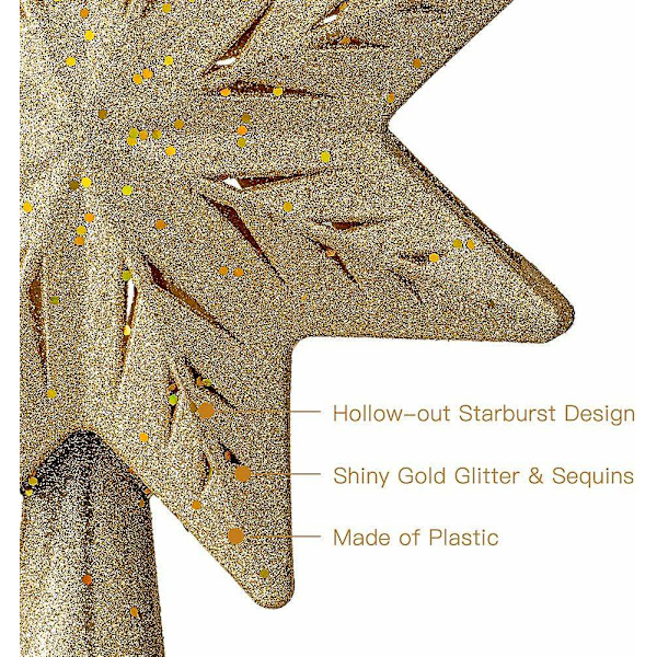 Christmas Star Tree Topper, Illuminated Star Tree Topper Guld juletræsstjerne med projektorlys - Perfet