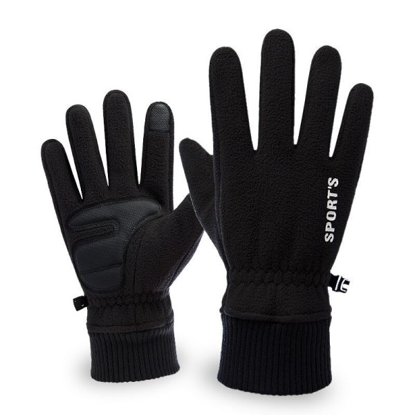 Menn Vinter Touch Gloves Men Plus Velvet Thicken Driving Warm - Perfet Black