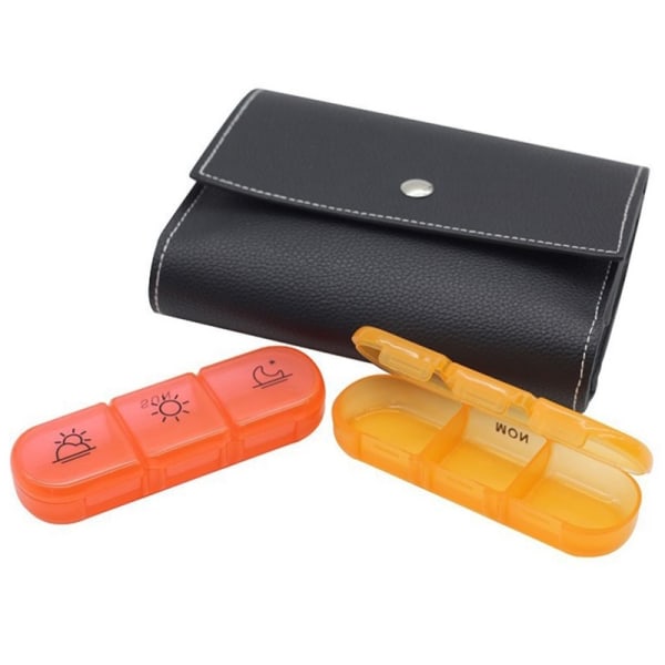 Portable Pill Box 7 Days Organizer 21 Grids 3 Times One Day Med - Perfet Black A