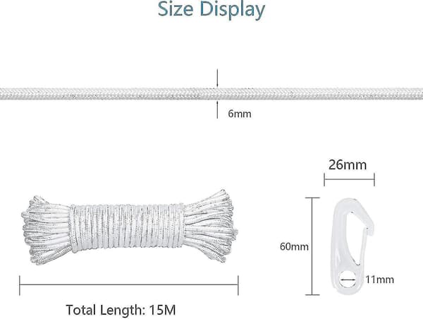 15m 6mm Nylon Flagglina Flaggstångslina Flagg Halyard-lina - Perfekt