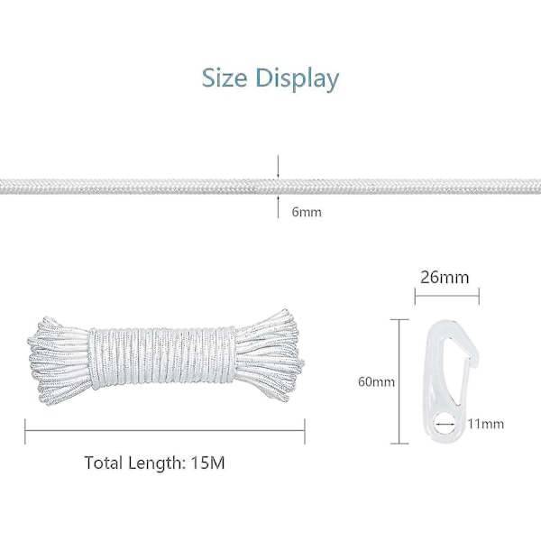 15m 6mm Nylon Flagline Flagstangsline Flagstang Line-Perfekt