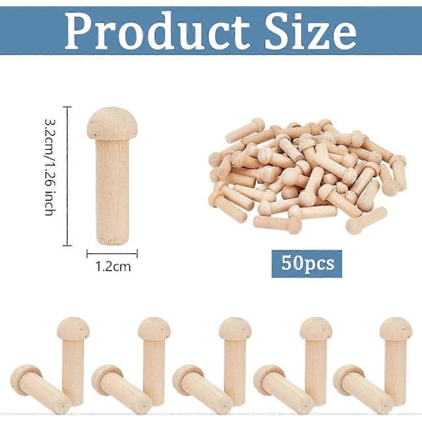 100 stk Mini Trepinne Spiker 1,3 tommer Ubehandlet Tre Spiker Blanke Sopp Tre Spiker Pinne Spiker Passer 8mm/0,3\" Hull - Perfekt