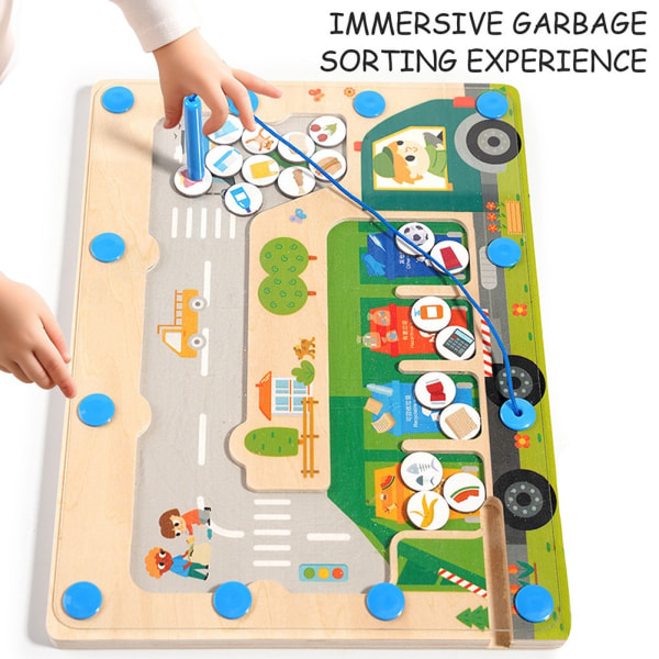 Magnetisk affaldssortering spilleplade Sjovt puslespil Montessori-legetøj til drenge, piger, børn 1PCs