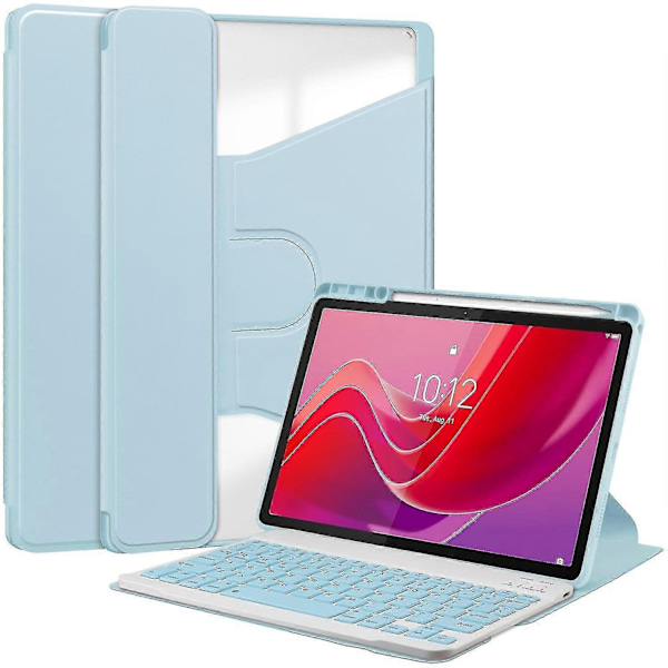 Yhteensopiva Lenovo Tab M11 (Xiaoxin Pad 11 2024) Kotelon PU+Akryyli Tabletin Jalusta Suojus Bluetooth-Näppäimistöllä - Täydellinen Azure Style E Lenovo Tab M11 (Xiaoxi