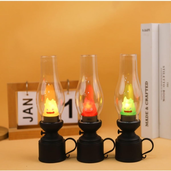 Howl's Moving Castle - Hengende kalk, Nattlys, Flame Nattlampe LED Flamme Light Nattlampe Anime Night Light Bord - Perfet grön