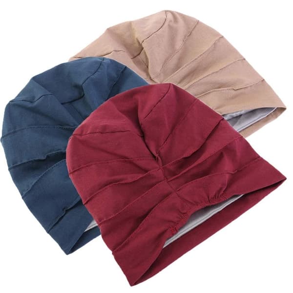 3-pack Dam Bomullsbandana Hattar med Sidenfoder - Perfekt