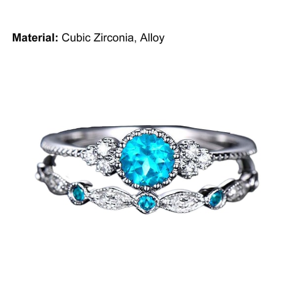 2 stk/sett Utsøkt glatt overflate gifteringer legering enkle Cubic Zirconia ringer sjarmsmykker - Perfet Lake Blue US 11