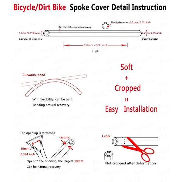 72 stk Cykel Hjul Eger Wraps Cover Motorcykel Dæk Eger - Perfet Red