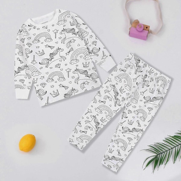 Luova DIY Graffiti Pyjama Kotiasusetti Lapsille, Väritä Omat Yöasut Pojille ja Tytöille - Täydellinen Unicorn 3-4Years