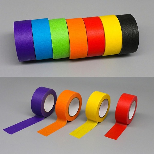 Färgad maskeringstejp Multipack Färgglad hantverkstejp Vibrant Rainbow Tape-Perfet 25MM by 13M 7 rolls of color