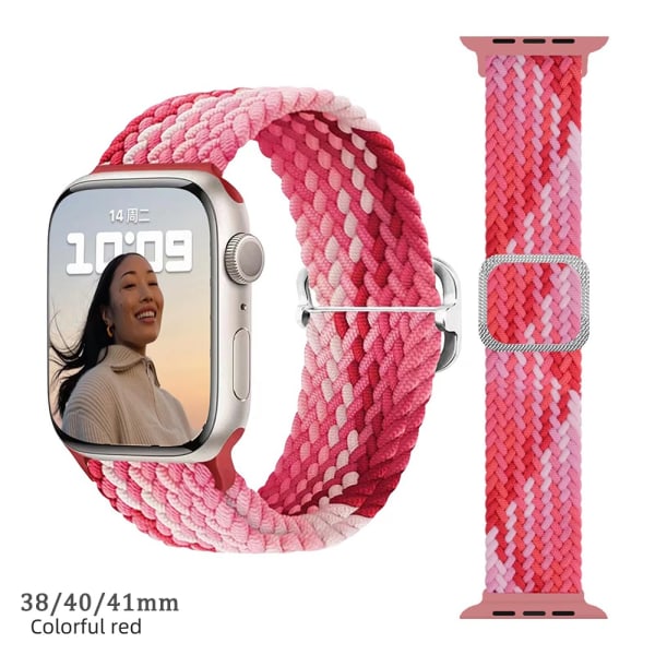 för Apple Watch med Iwatch flätad nylon 1/2/3/4/5/6/7/se - Perfet red 38/40/41mm