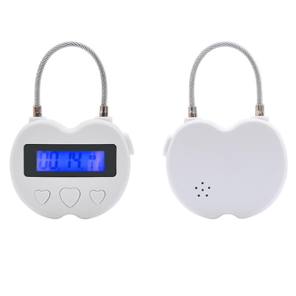 Smart Time Lock Lcd Display Time Lock Multifunksjon elektronisk timer Vanntett USB Oppladbar Te - Perfet white none