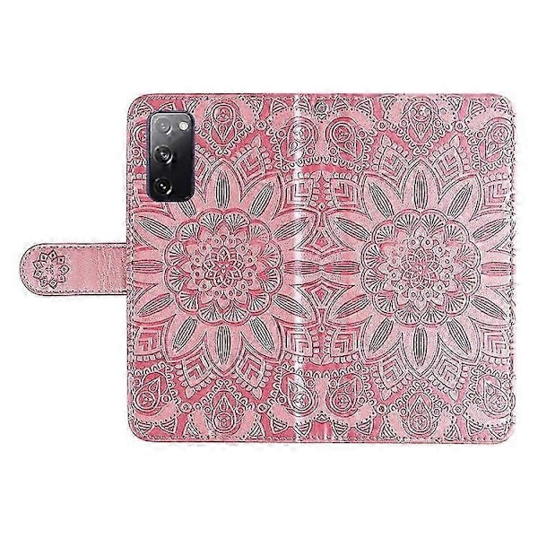 Kompatibel med Galaxy S20 FE / S20 FE 5G / S20 Lite Solros PU Läder Magnetiskt Plånboksfodral med Ställ - Perfekt Pink
