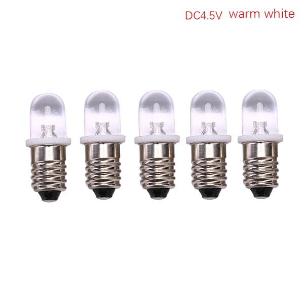 5 stk E10 LED-lampe DC 3V 4,5V Instrument Lyspære Indikatorlampe Fla warm white DC4.5V