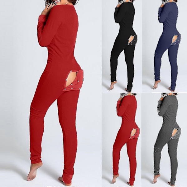 Bedstsælgende dame-onesie pyjamas med åben ryg for praktisk-Perfekt Lips M