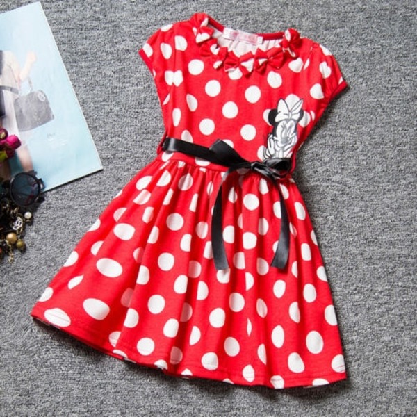 Disney Girls Minnie Mouse Dots Dress Prinsesse tegnefilmsnederdel - Perfet C 110